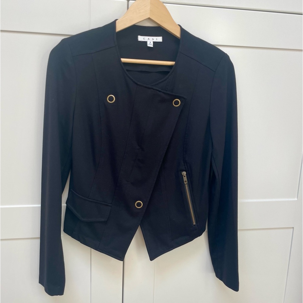 CAbi Moto Ponte Jacket - Black Asymmetrical Design - Size Small